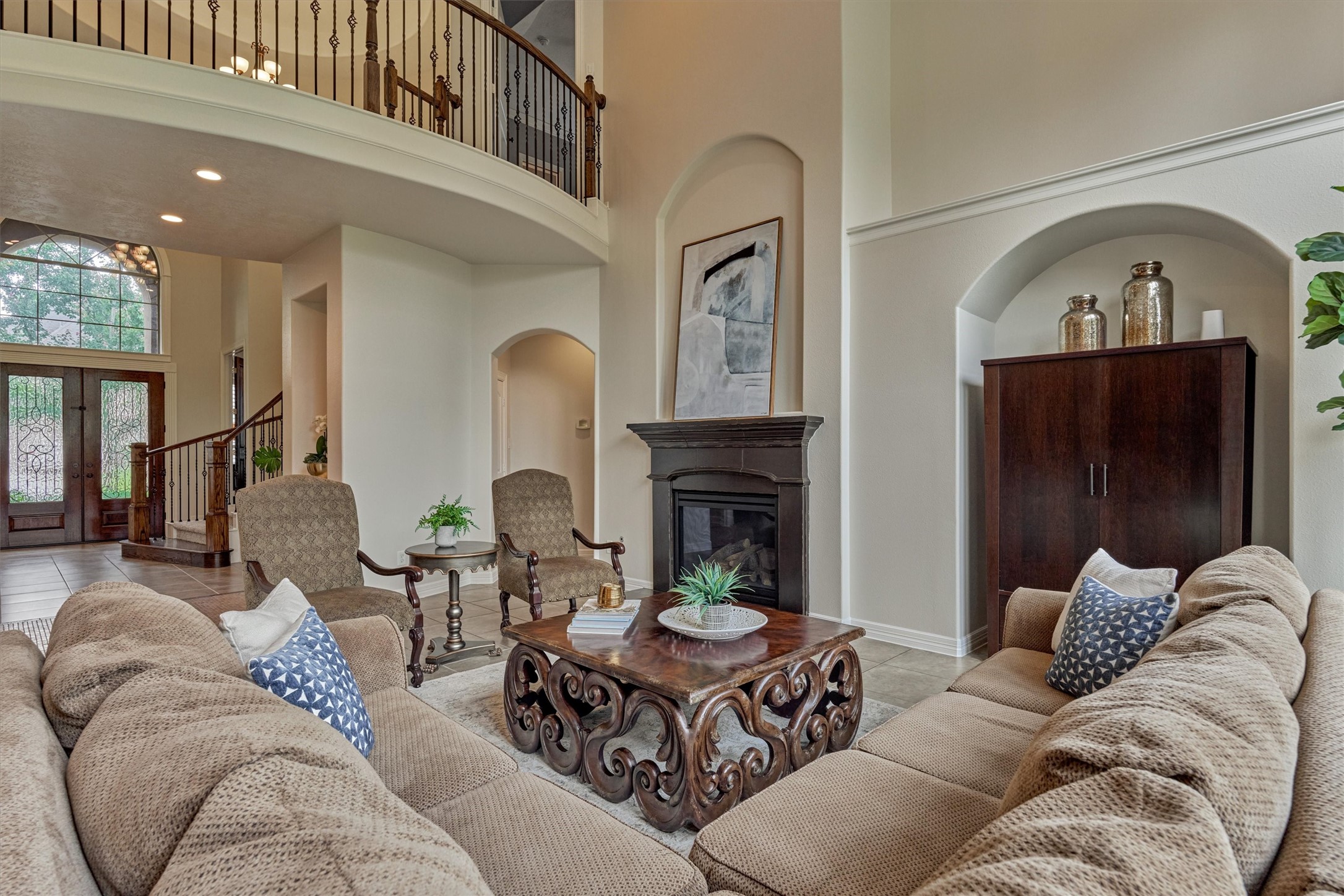 67 South Sage Sparrow Circle Spring, TX 77389 - Photo 31 of 49 a living room with furniture and a fireplace