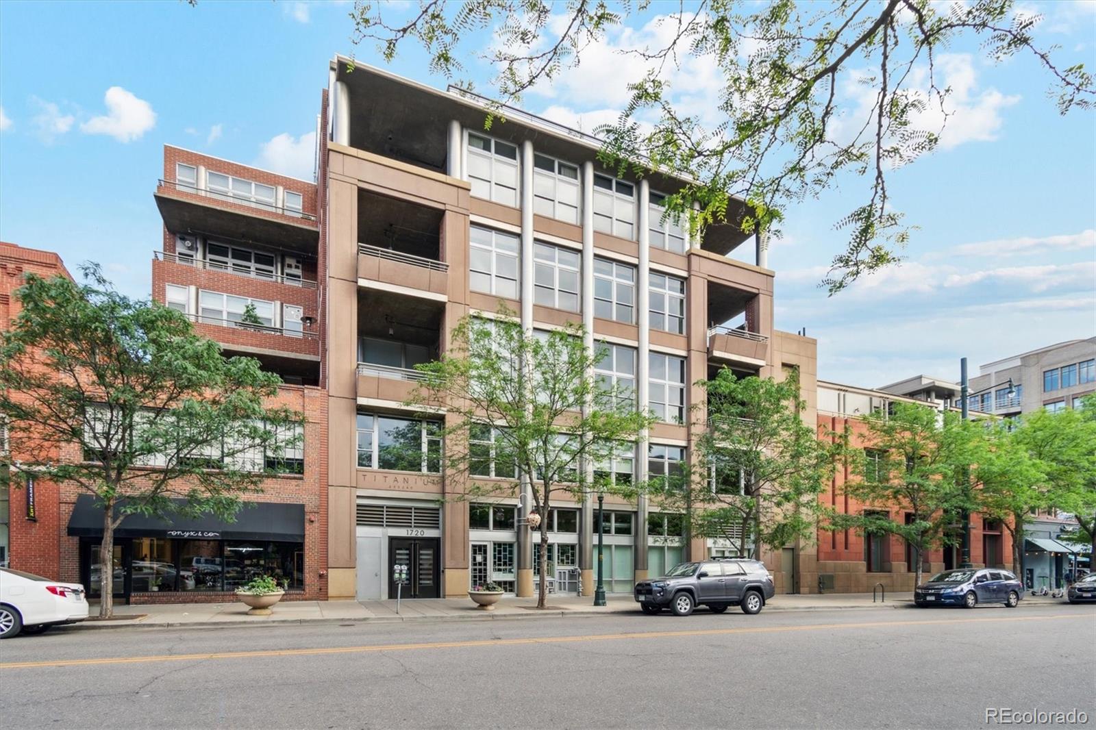 front view of a building with a street