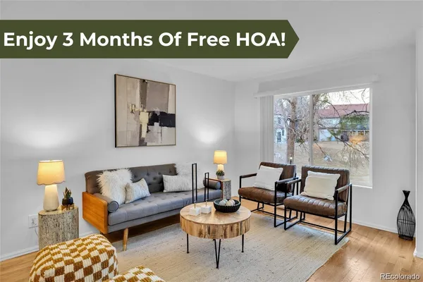 a living room with furniture and a lamp