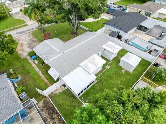 an aerial view of a house