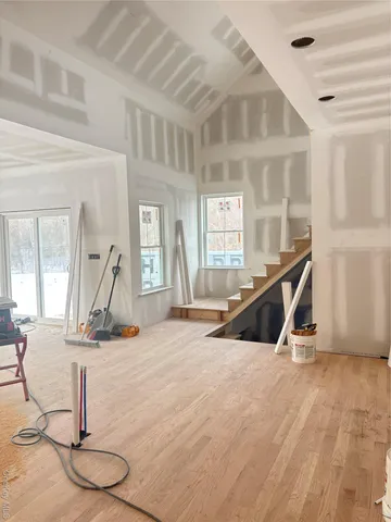 an empty room with windows