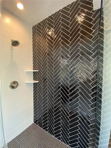 a bathroom with a bathtub