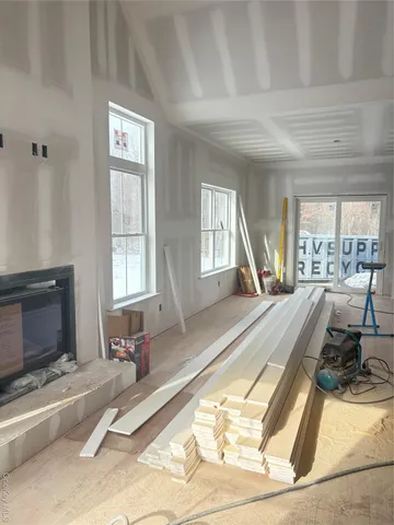 an empty room with windows