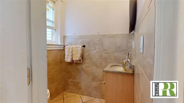 a bathroom with a bathtub