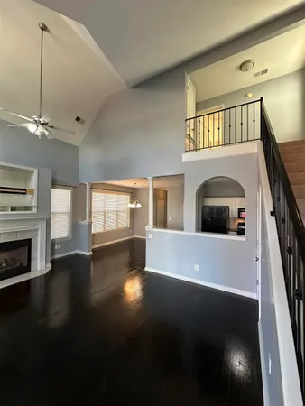 a view of livingroom with furniture and fireplace