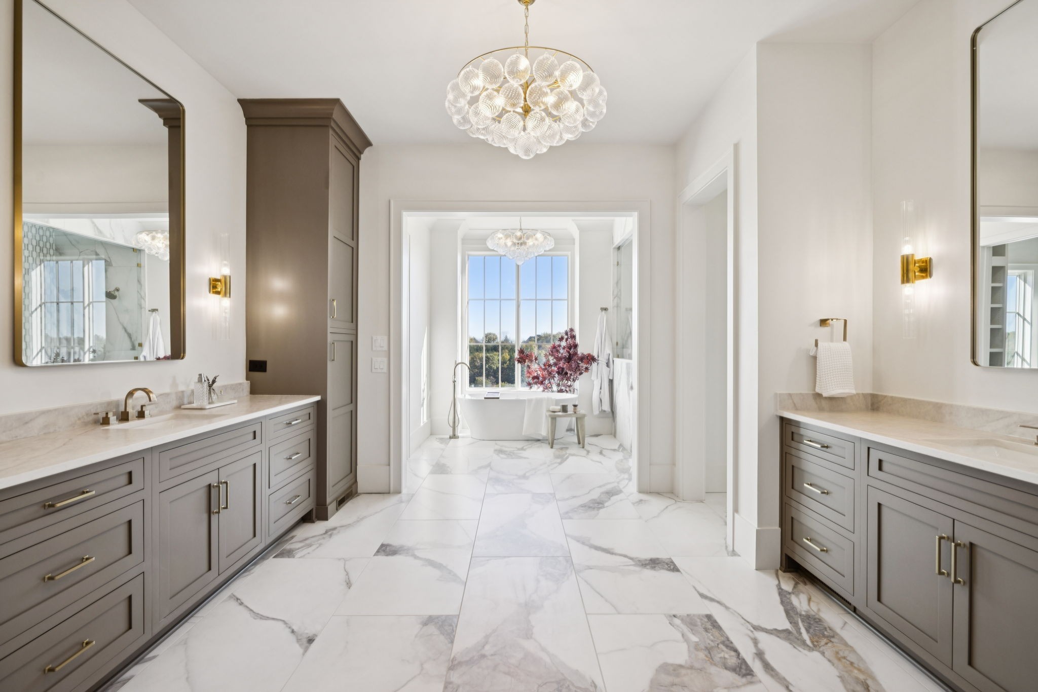 8101 Heirloom Boulevard College Grove, TN 37046 - Photo 38 of 81 a spacious bathroom with a granite countertop sink a mirror and a