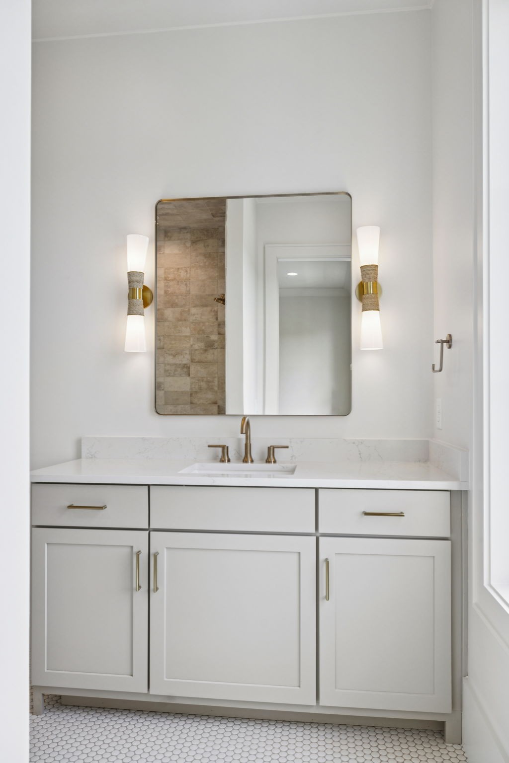 8101 Heirloom Boulevard College Grove, TN 37046 - Photo 56 of 81 a bathroom with a sink vanity granite and a mirror