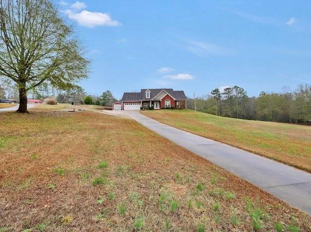 a view of a lake with a houses