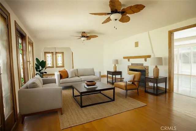 a living room with furniture