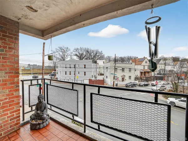 a view of a balcony with city view