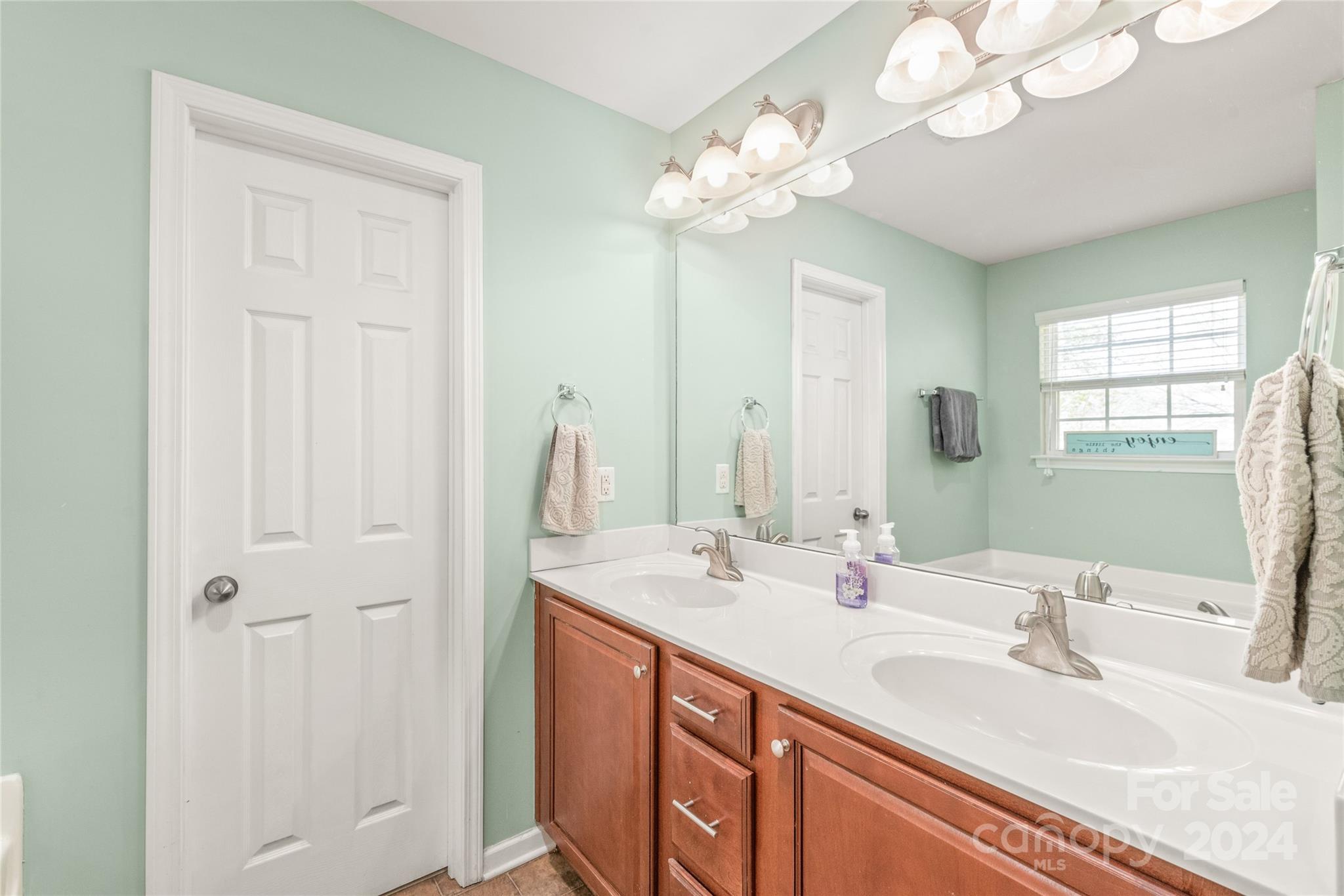 11616 Mud Drive Midland, NC 28107 - Photo 16 of 29 a bathroom with a double vanity sink and a mirror