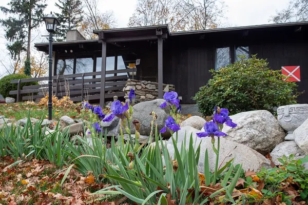 a front view of a house with yard