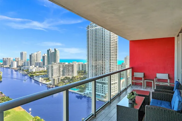 a view of city from balcony