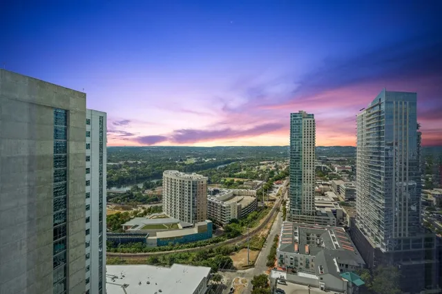a view of a city from a balcony