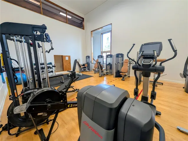 a room with gym equipment