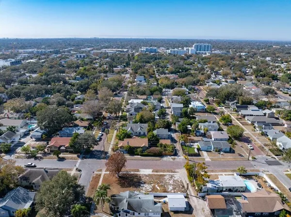 an aerial view of a city