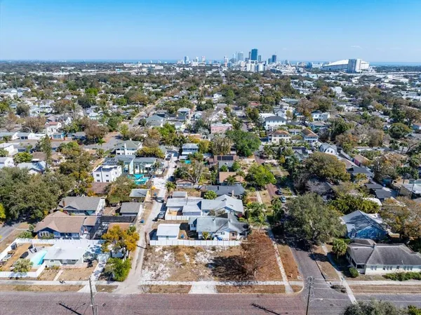 an aerial view of a city