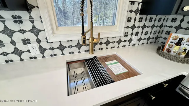 a view of a balcony with sink