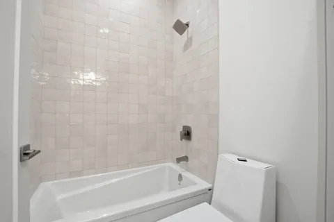 a bathroom with a bathtub