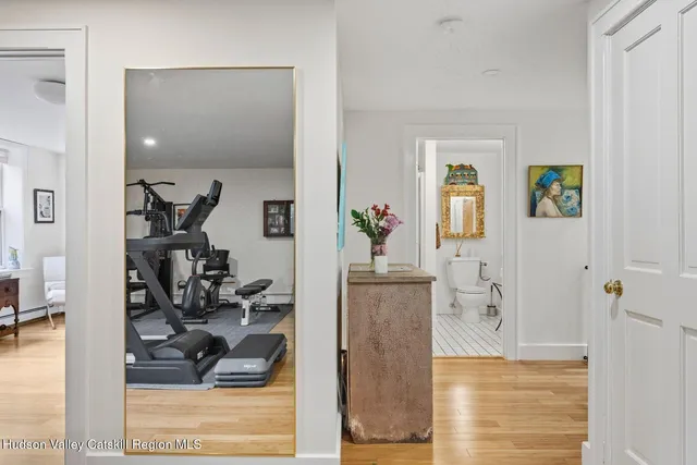 a view of a backyard with plants and a patio