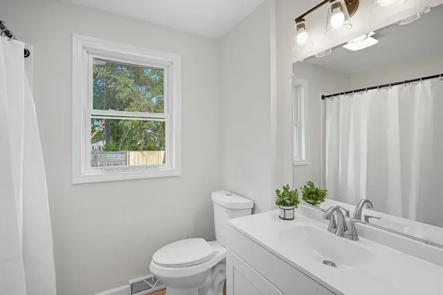 a bathroom with a sink a mirror and a toilet
