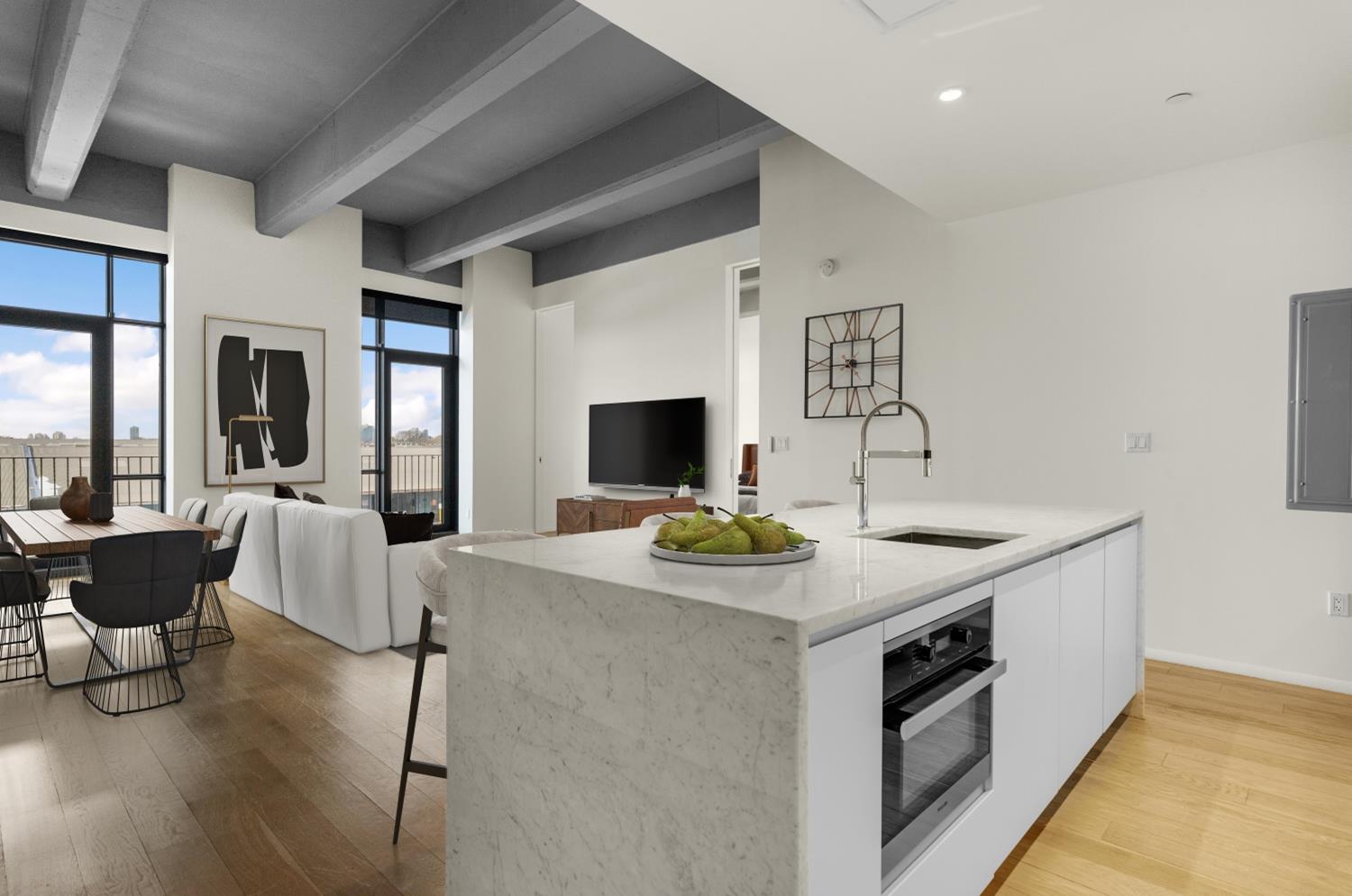 160 Imlay Street, Unit 3B2 Brooklyn, NY 11231 - Photo 4 of 18 a living room with furniture and a flat screen tv