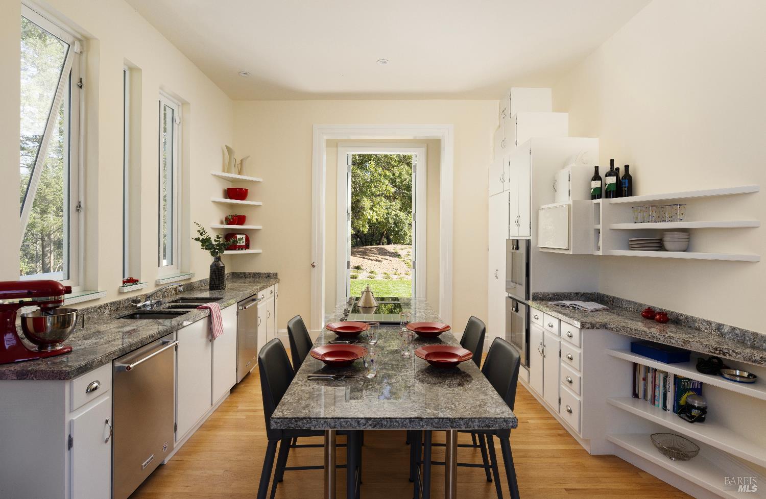 3000 Mt Veeder Road Napa, CA 94558 - Photo 25 of 85 a kitchen with stainless steel appliances granite countertop a stove a sink and a refrigerator