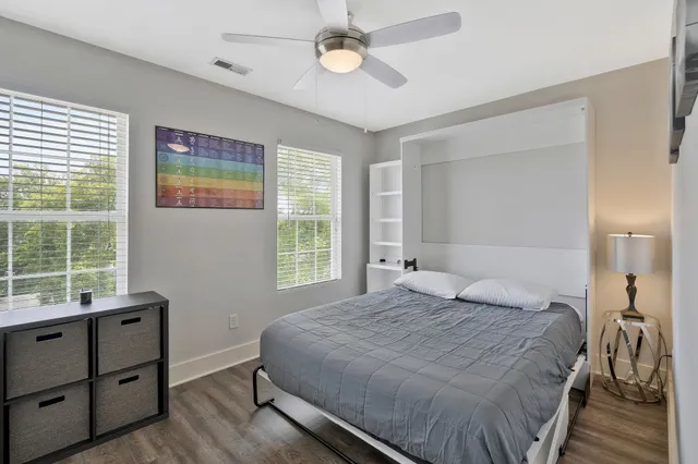 an aerial view of residential building with parking space