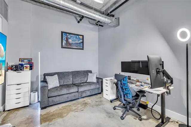 aerial view of multi story residential apartment building