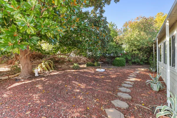 a view of house with backyard space and garden