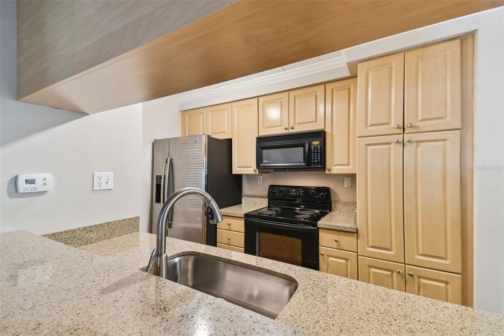 5306 Santa Rosa Court, Unit 342 Tampa, FL 33609 - Photo 14 of 38 a kitchen with stainless steel appliances granite countertop a refrigerator sink and stove