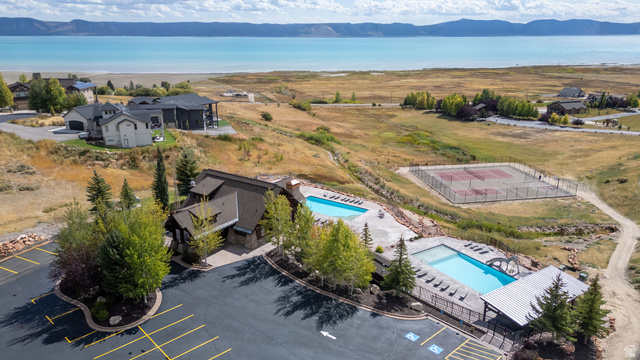 300 Knoll Loop, Unit 227 Fish Haven, ID 83287 - Photo 41 of 56 Aerial view of a water and mountain view and a pool area