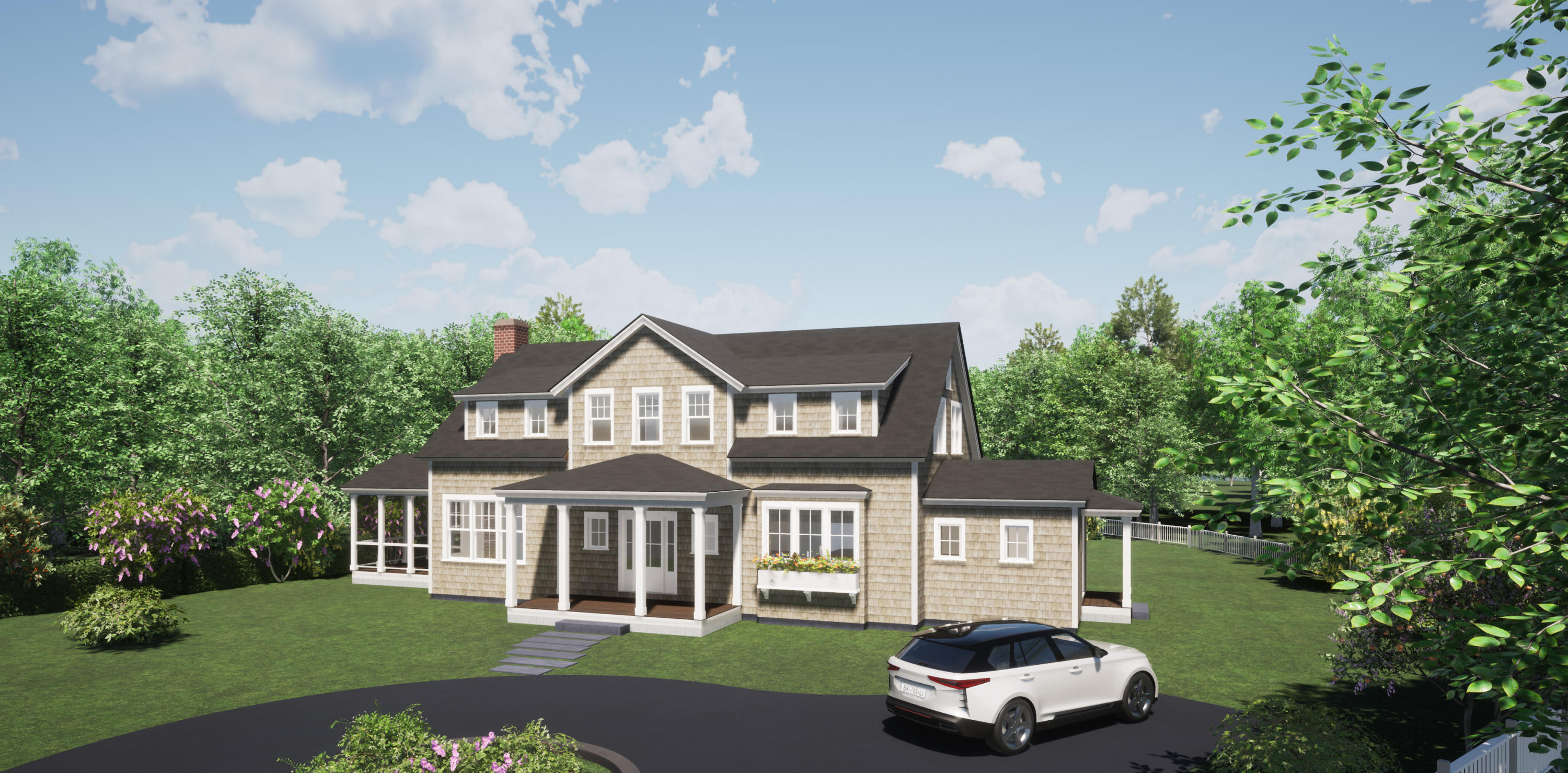 25 Meshacket Road Edgartown, MA 02539 - Photo 20 of 27 a front view of a house with a garden