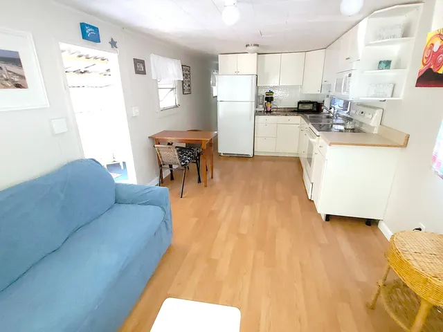 a room with a chandelier