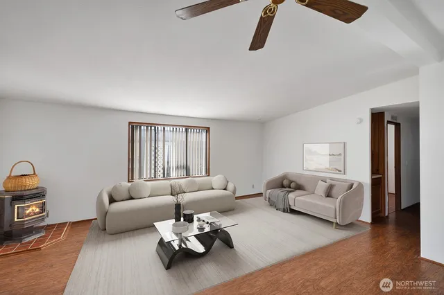 a living room with furniture