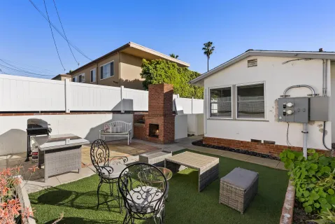 a house view with a backyard space