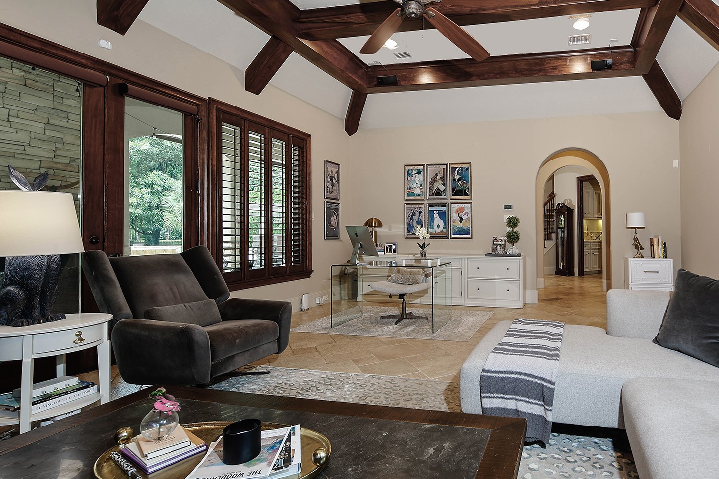 119 Angel Leaf Road The Woodlands, TX 77380 - Photo 22 of 50 a living room with furniture and a floor to ceiling window