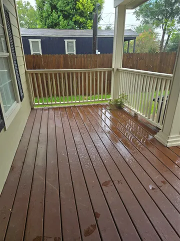 a view of deck with a chair