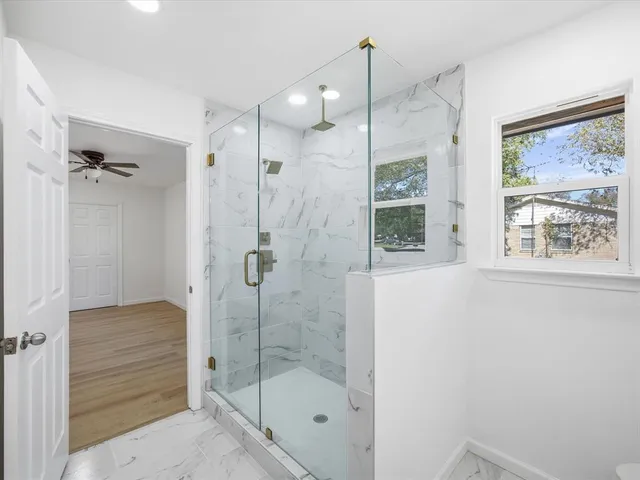 a bathroom with a shower