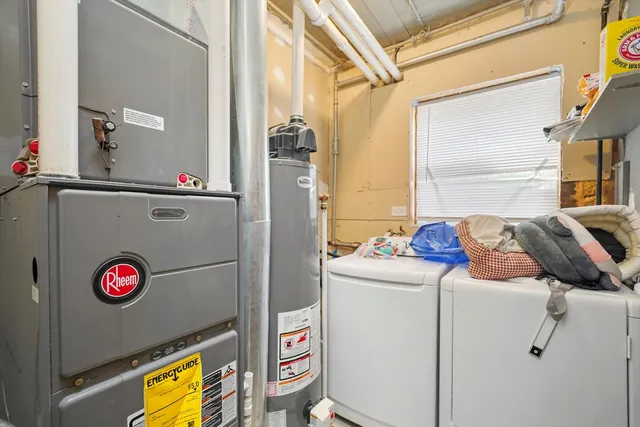 a storage room with washer and dryer