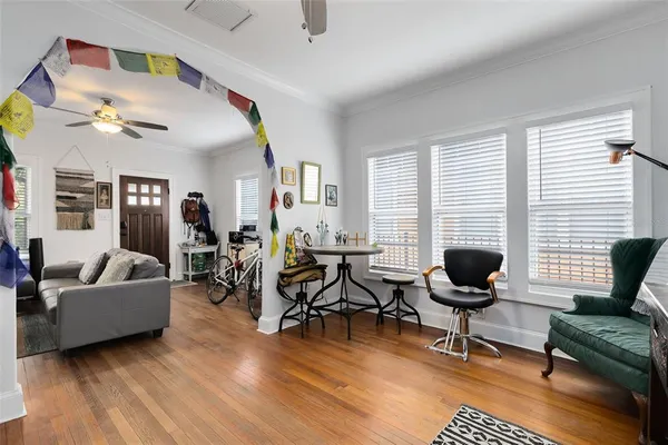 a living room with furniture