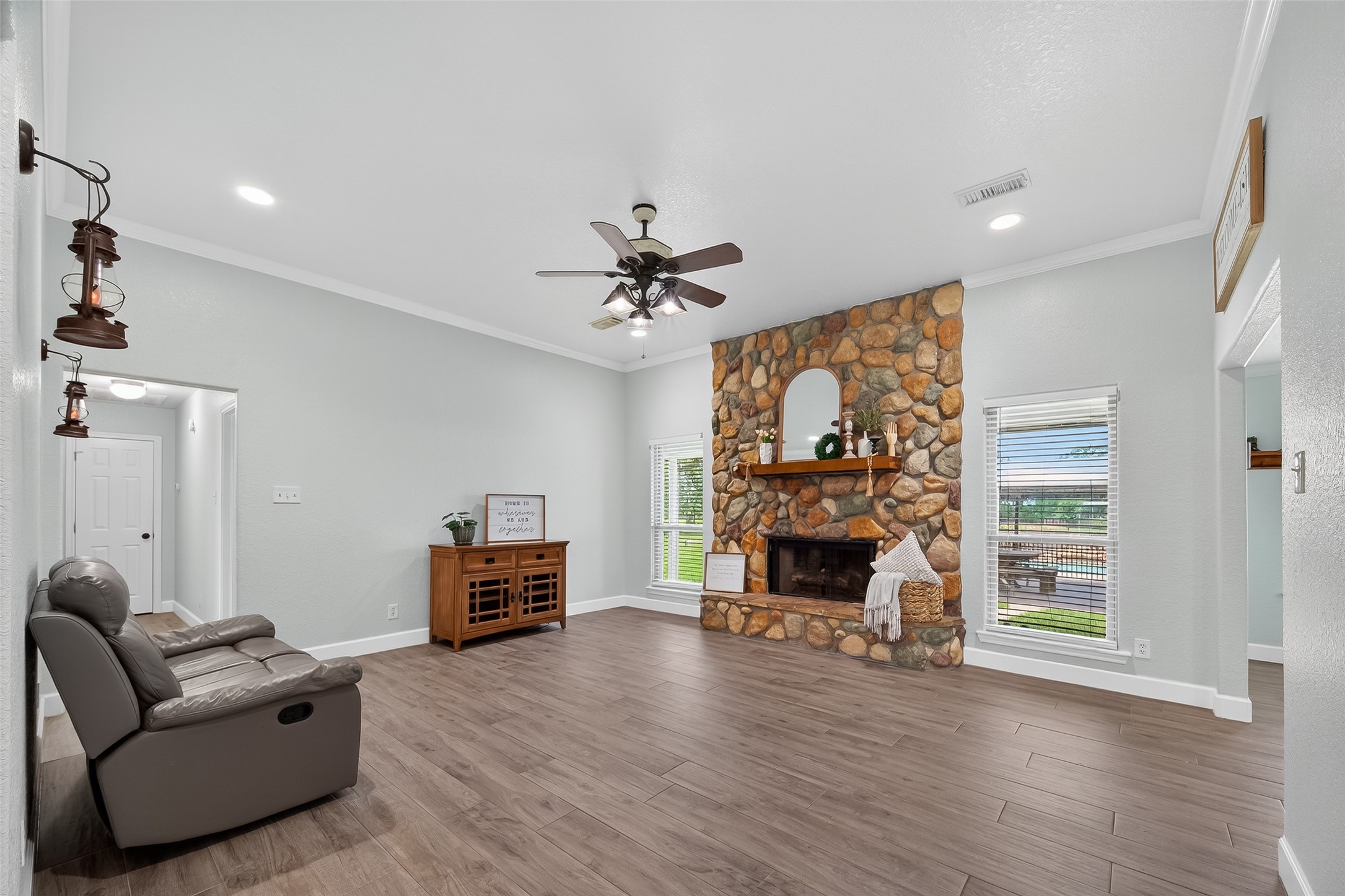 1030 Ginger Street Santa Fe, TX 77517 - Photo 7 of 50 a living room with furniture and a fireplace