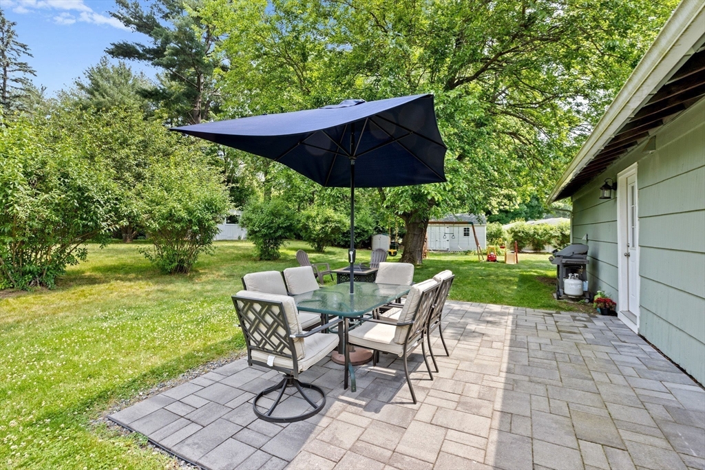 13 Pinewood Drive Framingham, MA 01701 - Photo 19 of 21 a view of a patio with a table chairs and a yard