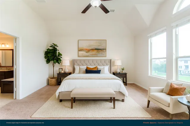 a bedroom with a bed and glass window