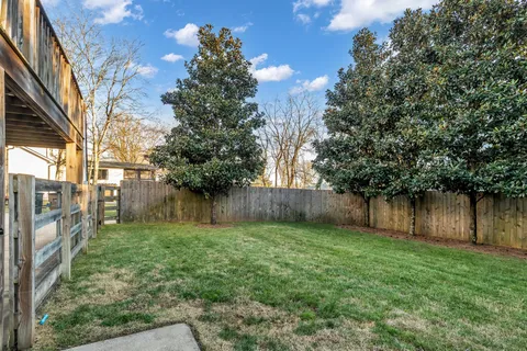 a backyard of a house with lots of green space