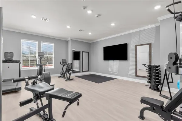 a view of a room with gym equipment