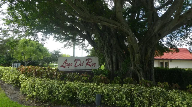 a view of a sign in a garden