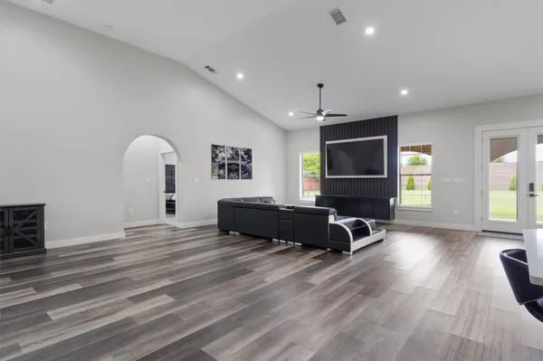 a living room with furniture
