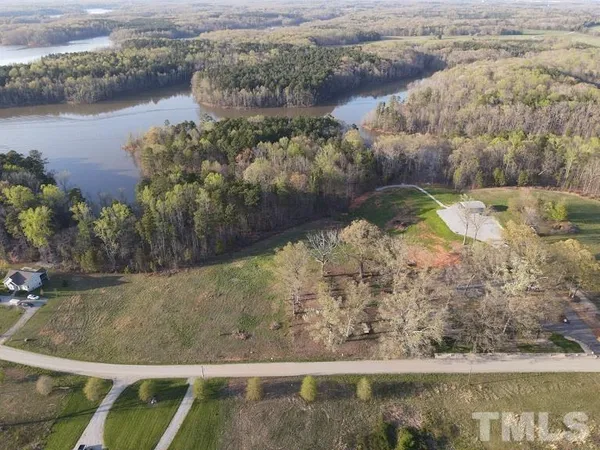 a view of a lake from a yard