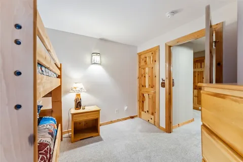 wooden floor and bathroom view